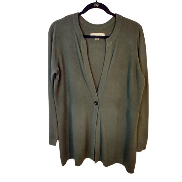 Soft by Avenue Women’s 14/16 Gray Single Button Long Cardigan Sweater - Picture 4 of 8